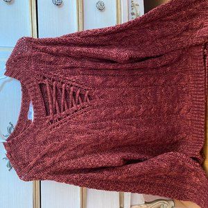 knit sweater with crisscross front